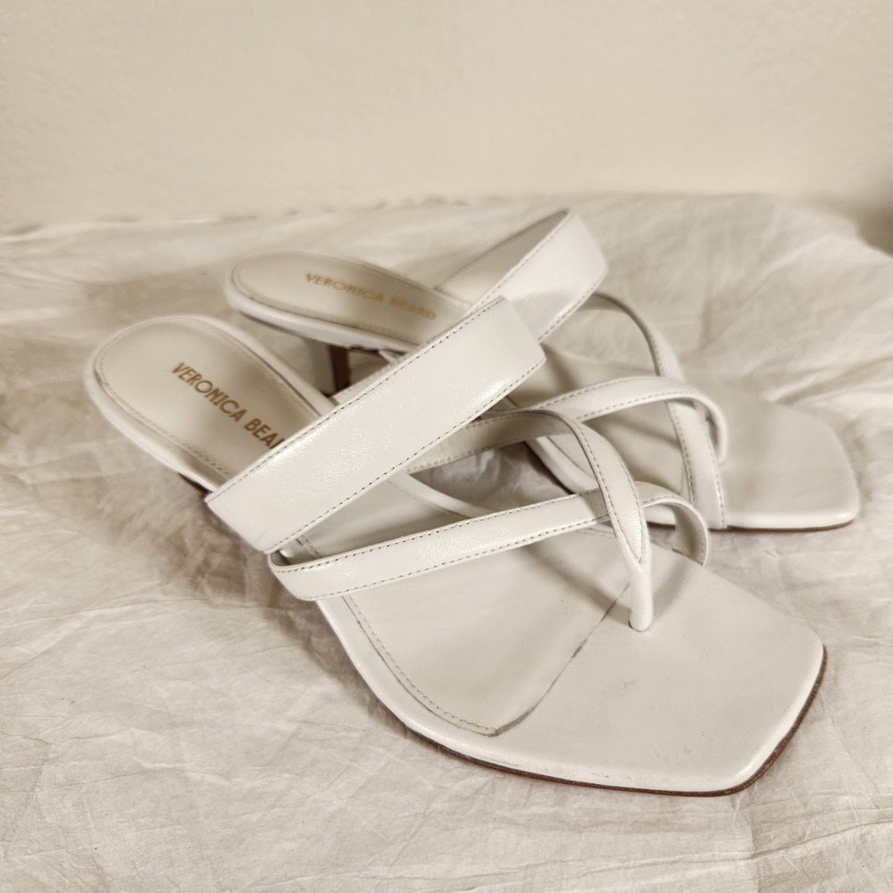 Veronica Beard Alanis Kitten Heel Slide Sandal Women's Coconut Size US 5.5 White